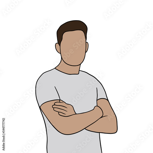 Isolated Young handsome man set in different poses on white background illustration