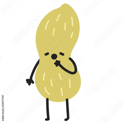 Peanut character yawning vector illustration in flat color design