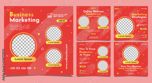 Collection of social media post banner templates. Perfect for business webinars, marketing webinars, online class programs, etc.