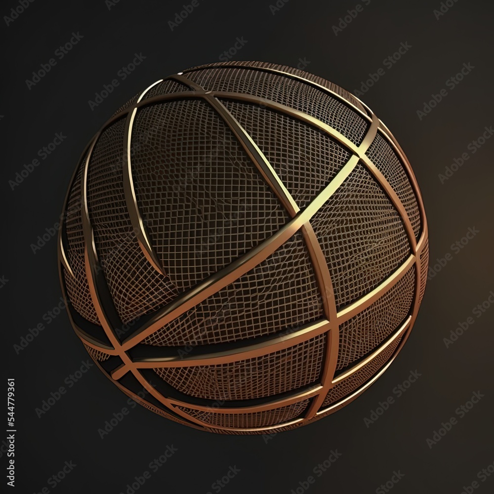 Premium Photo  3d rendering golden basketball ball on black