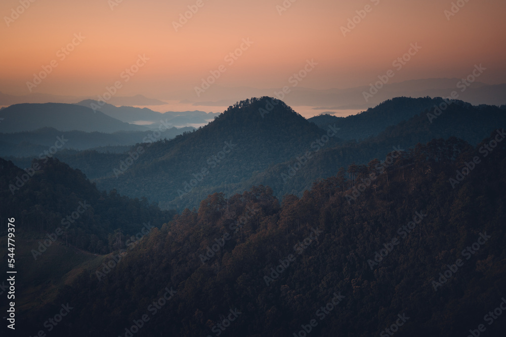 Mountain sunrise,Mountain scenery and early morning light