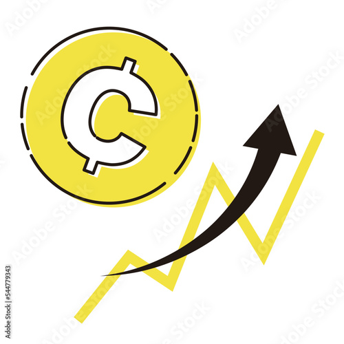 セント（¢）通貨と上昇するチャートのイメージ