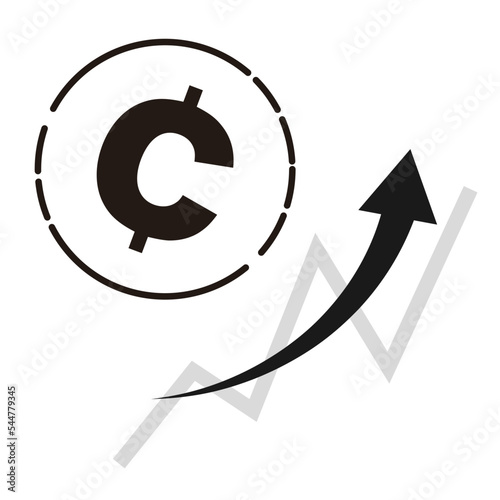 セント（¢）通貨と上昇するチャートのイメージ