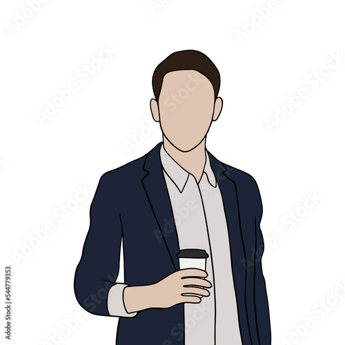 Isolated Young handsome man set in different poses on white background illustration