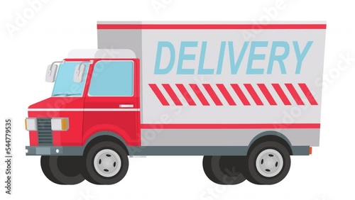 Wallpaper Mural Delivery truck. Animation delivery service by van, alpha channel. Cartoon Torontodigital.ca