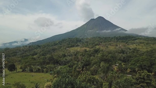 Aerial view of Arenal Volcano, an active andesitic stratovolcano in North America, located in the province of Alajuela, Costa Rica. photo