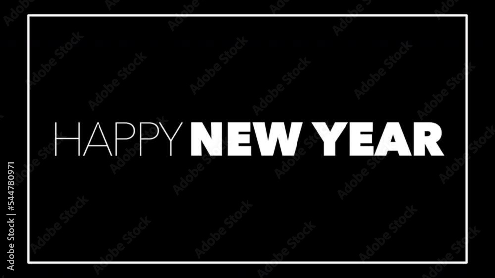Happy New Year in frame on black modern gradient, motion abstract winter holidays, minimalism and promo style background Happy New Year in frame on black modern gradient, motion abstract winter holidays, minimalism and promo style background