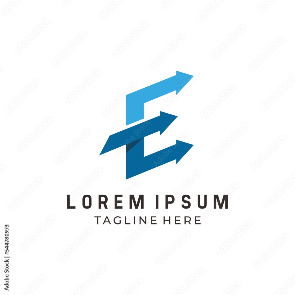 Letter E arrow logo icon design template element. Vector color sign. Letter E arrow logo icon design template element. Vector color sign.