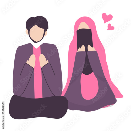 Romantic Muslim couple. Muslim praying. 