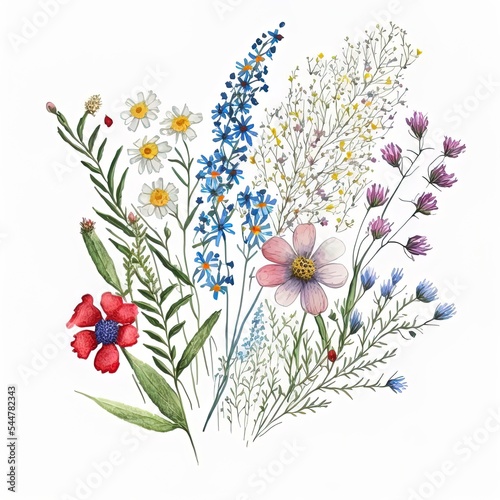 Cute feminine watercolor illustration with wildflowers.