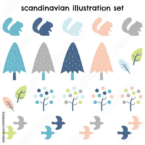 北欧風のイラストパーツセット