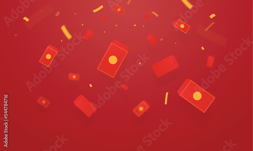 Red envelopes and confetti flying