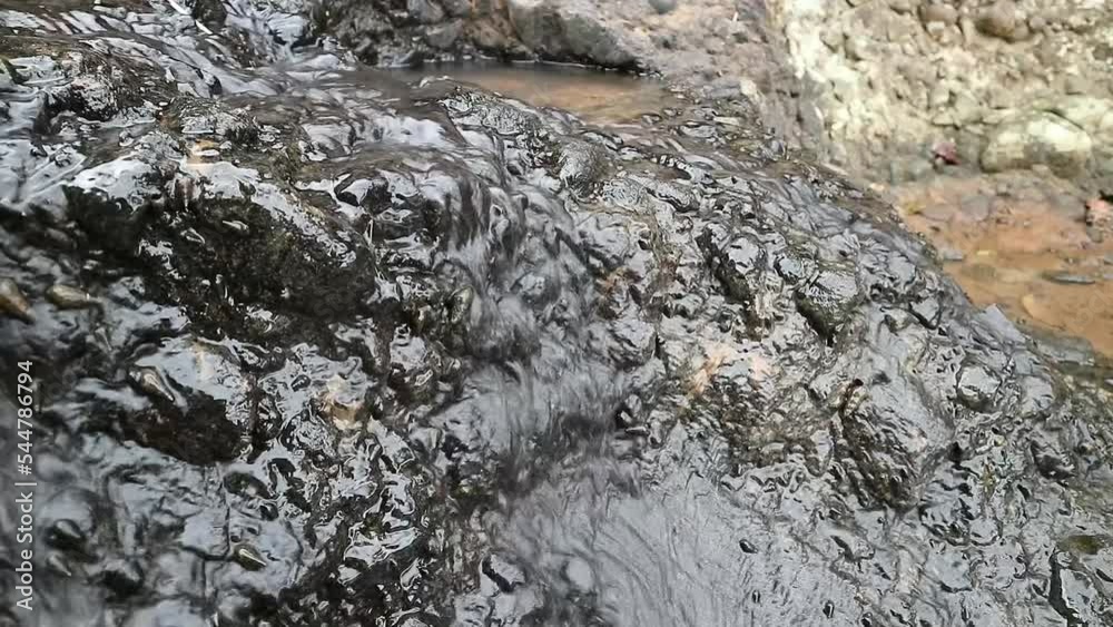 Surface water. Fast water stream. Close-up. Movement of water. Amazing close-up of texture of nature works ripples on the water. Background meditative and hypnotic effect. Surface water. Fast water stream. Close-up. Movement of water. Amazing close-up of texture of nature works ripples on the water. Background meditative and hypnotic effect.
