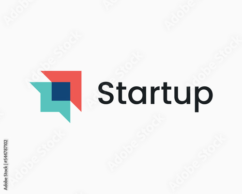 Startup Success Arrow Cursor Up Right Direction Overlap Overlapping Colorful Vector Logo Design