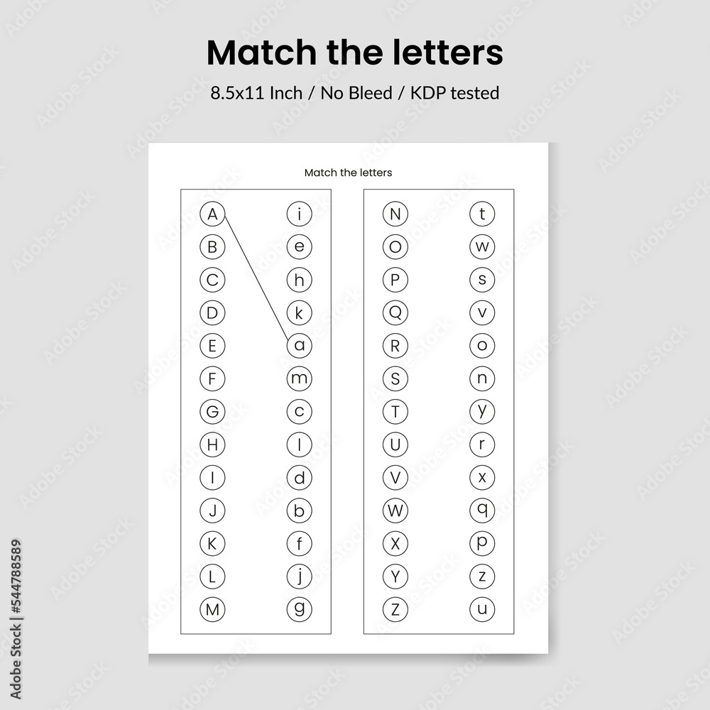 Match the letters.Alphabet matching game.Educational alphabet worksheet
