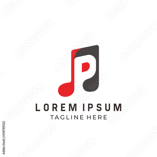 Letter P with Musical notes Logo Element. Can be used for Business, Music and Entertainment