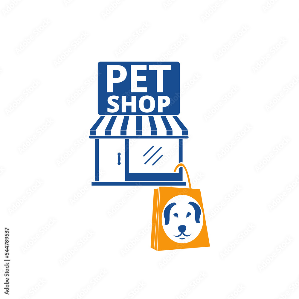 Pet shop logo design template isolated on white background Stock Vector