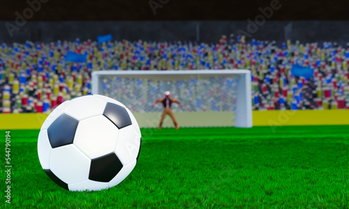 Ball Football Basic Pattern Place a penalty in front of the goalkeeper. in a football match on the theme of the World Cup or League match. 3d rendering © Superrider