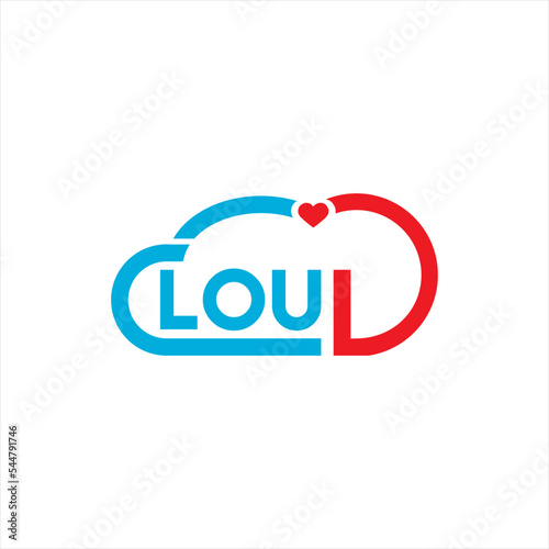 Cloud logo design. Illustration of cloud letter with heart. Unique logo