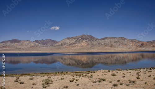 Beautiful colors of Rangkul Lake on the Pamir Highway, Gorno Badakhshan, Tajikistan.
