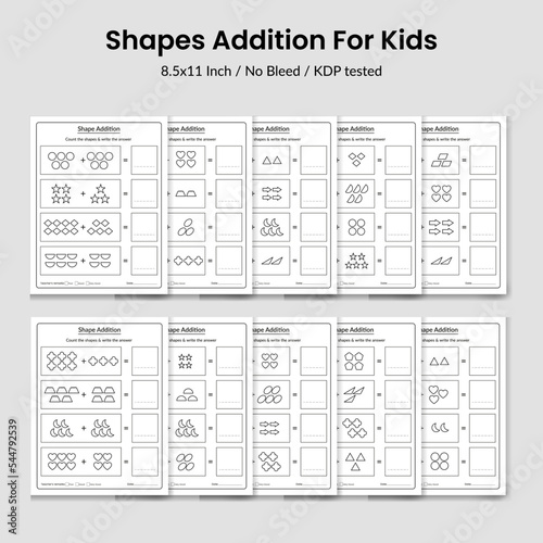 Addition Worksheet For Kids.Counting and Math Worksheet for Preschool Children.Educational printable math worksheet.