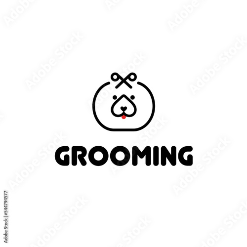 Dog Grooming vector logo design template.