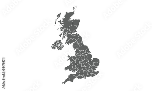 Map of England isolated on white background. 