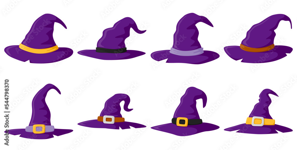 Naklejka premium Set of Wizard Hat isolated on white background