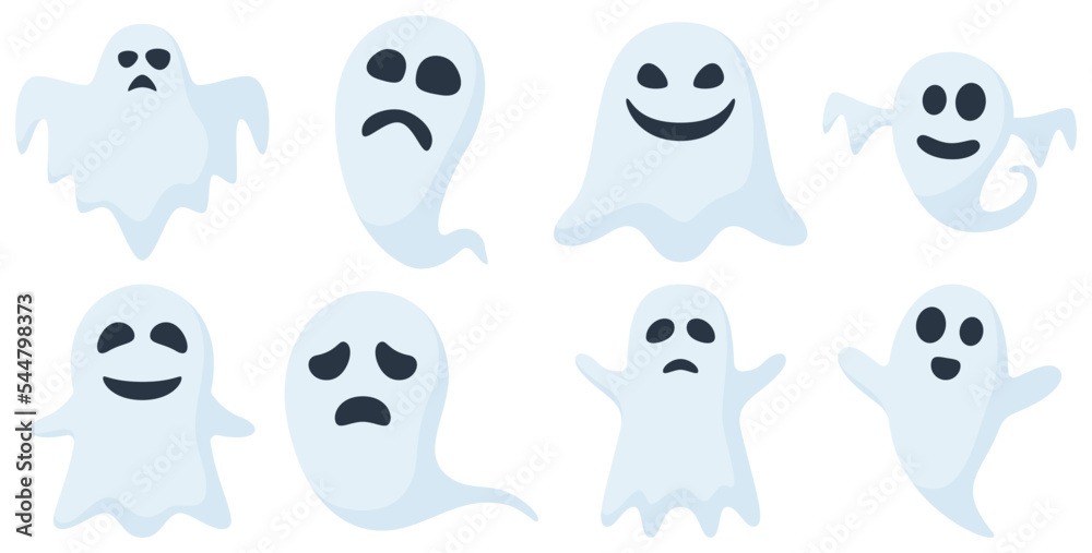 Set of Ghost isolated on white background