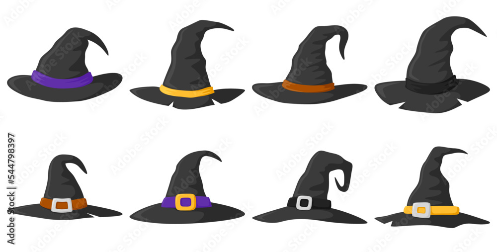 Set of Wizard Hat isolated on white background