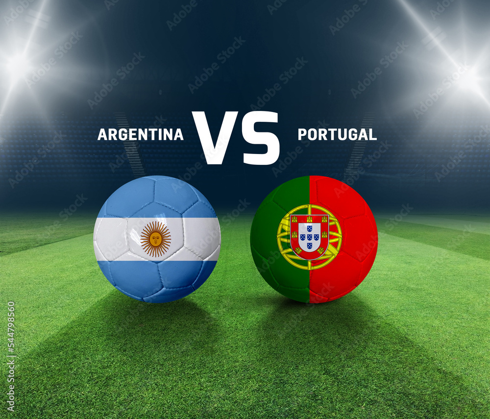 Soccer matchday template. Argentina vs Portugal Match day template. 3d