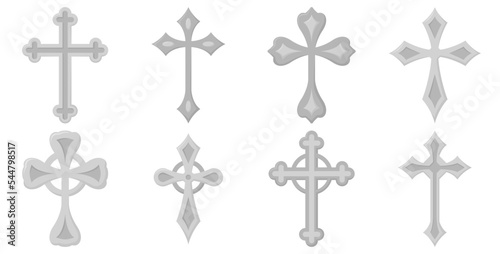 Set of Christian Cross isolated on white background