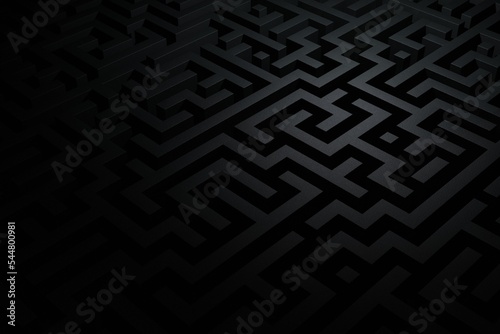 Concept hopelessness. Infinite dark labyrinth as a symbol of endless and inconclusive wandering in search of an exit, 3D illustration.