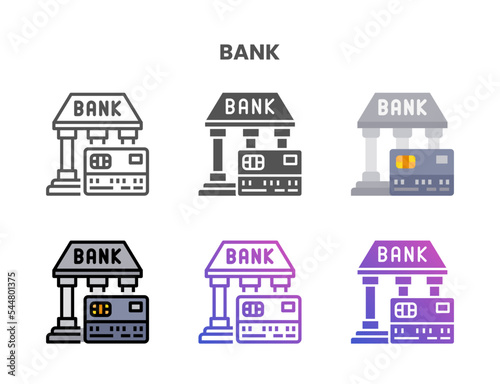 Credit Card Bank icon set style ouline, glyph, flat color and gradient. Vector Illustration for Graphic Design Element. Isolated on white background