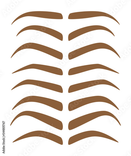 Set of Eyebrow shapes in flat style isolated