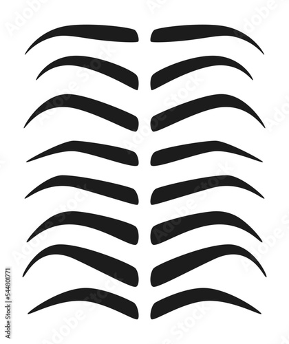 Set of Eyebrow shapes in flat style isolated