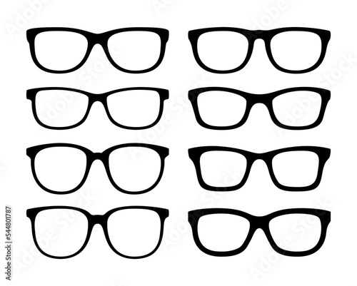 Set of Glasses in flat style isolated