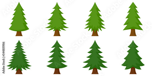 Set of Christmas Tree in flat style isolated