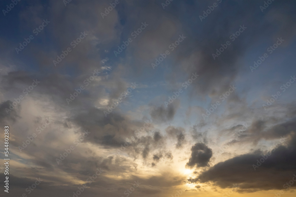 Dramatic cloudy sky. Abstract nature background for design purpose. - obrazy, fototapety, plakaty 