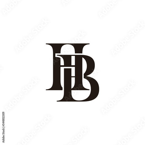 letter hb linked flat 3d simple logo vector