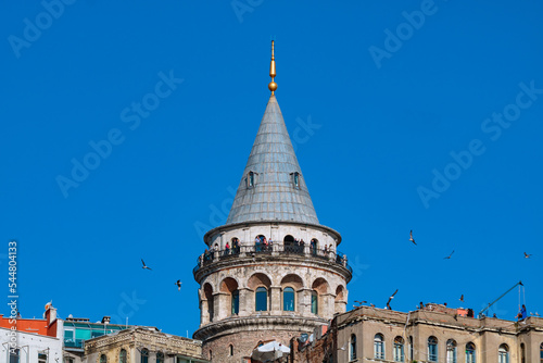 Galata Tower. Landmarks of Istanbul background photo