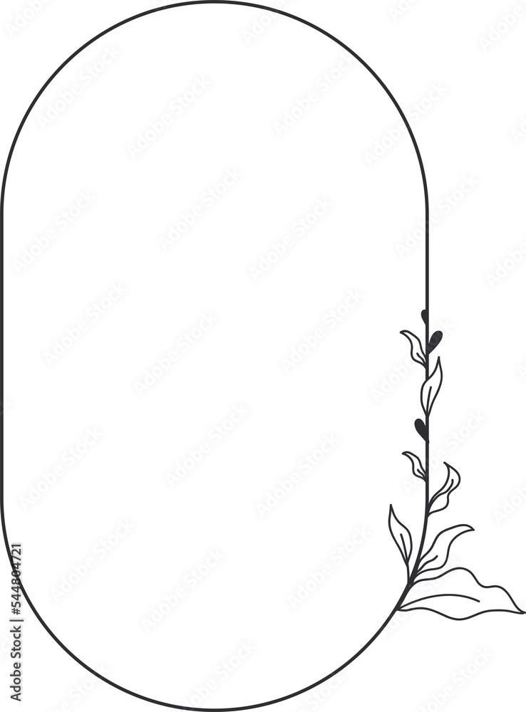 frame logo wedding frame oval invitation card template hand-drawn vector illustration
