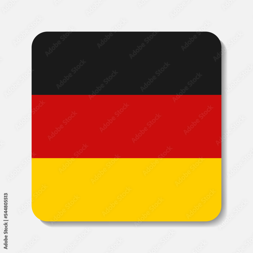 German flag flat icon. Square vector element with shadow underneath. Best for mobile apps, UI and web design.