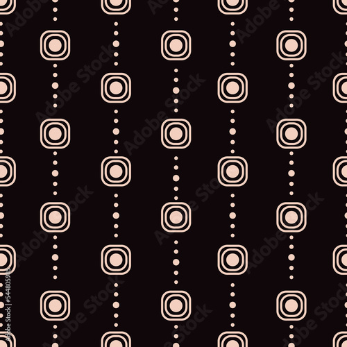 Dots and squares are a vertical vector pattern. Dark neutral background.
