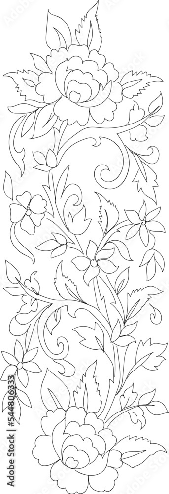 Fototapeta premium Border design, hand drawn florals 