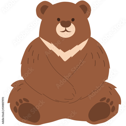 Brown bear vector illustration in flat color design