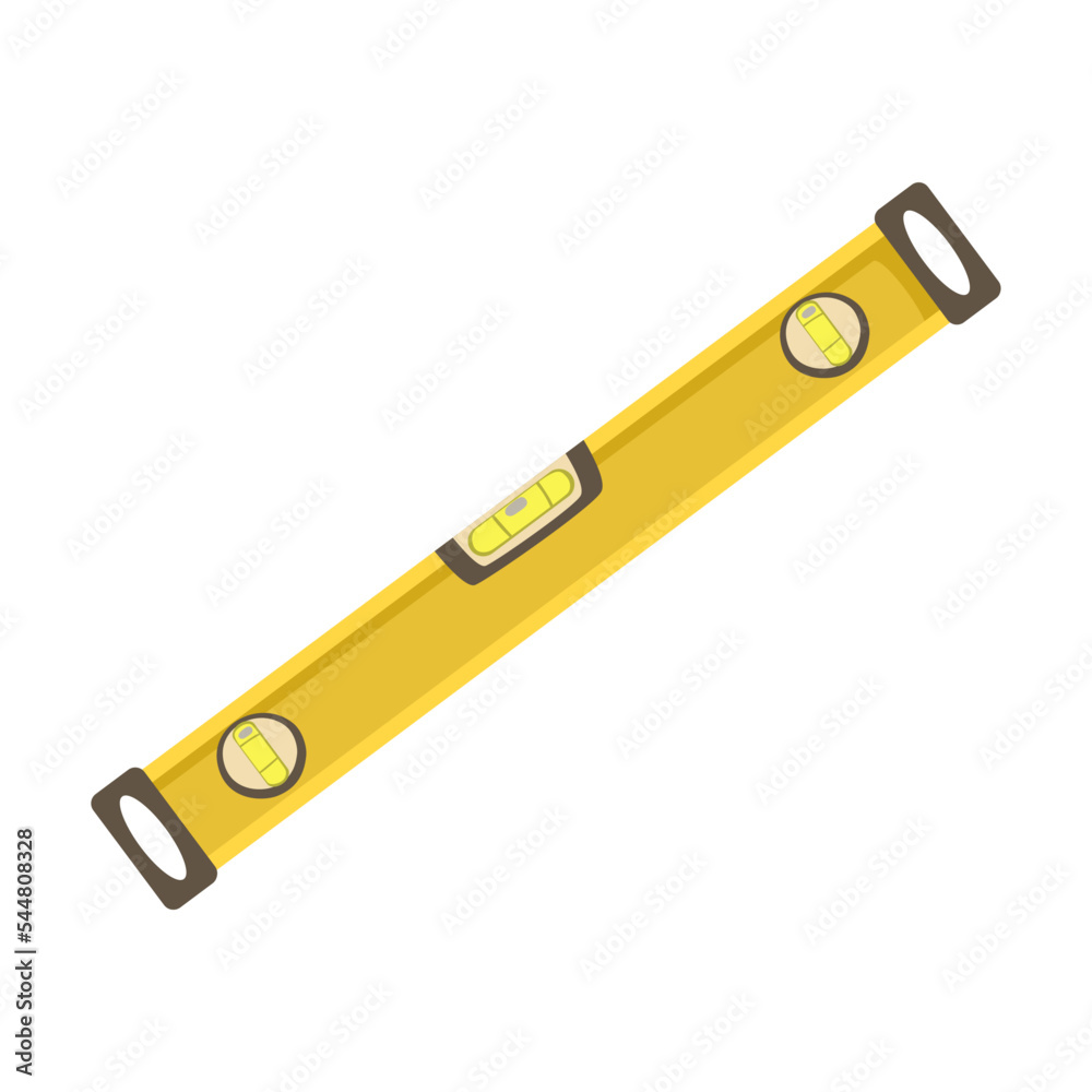 building level ruler. Construction instrument, cartoon illustration. Building tools or service. Trowel, hummer, screwdriver, rule isolated on white background building level ruler. Construction instrument, cartoon illustration. Building tools or service. Trowel, hummer, screwdriver, rule isolated on white background