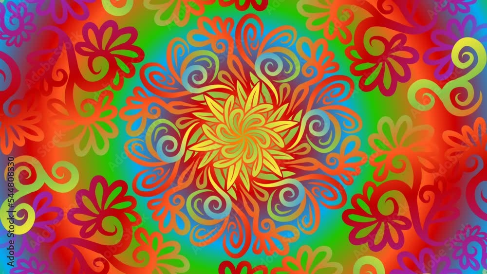 luxurious motion graphic colourful  flowers line art pattern of indonesian culture traditional batik  for  commercial ads