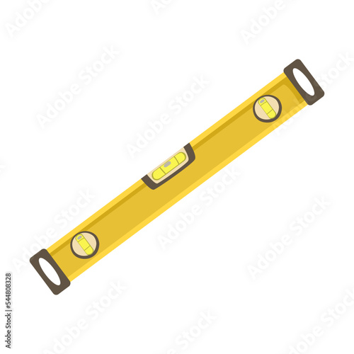 building level ruler. Construction instrument, cartoon illustration. Building tools or service. Trowel, hummer, screwdriver, rule isolated on white background