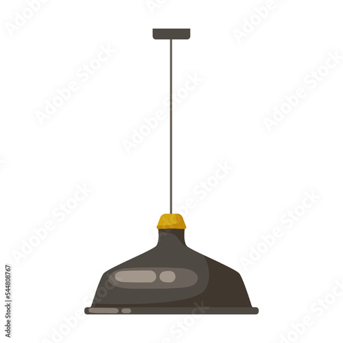 round wide Pendant lamp, light fixtures and cartoon illustration. Chandelier in modern style, ceiling lamps with bulb